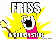 Strichmännchen mit Fackeln stachelt an, den ganzen sterz zu essen. friss in gaunzn sterz!